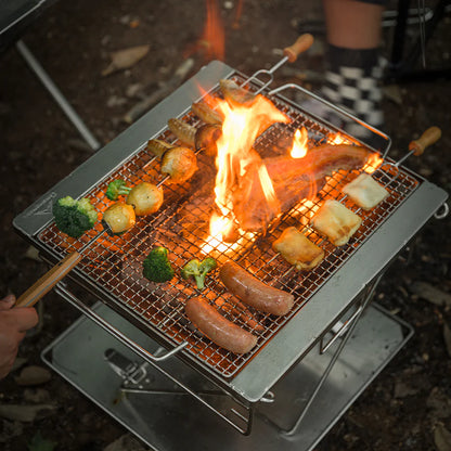 CAMPINGMOON 3-in-1 Portable Stainless Steel Wood Burning Grill and Fire Pit with Carrying Bag