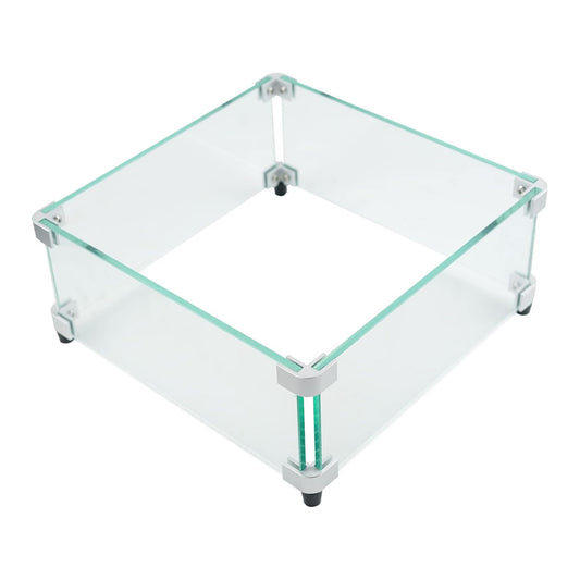 Fire Pit Wind Guard Glass Square, 14 X 14 X 6 Inches