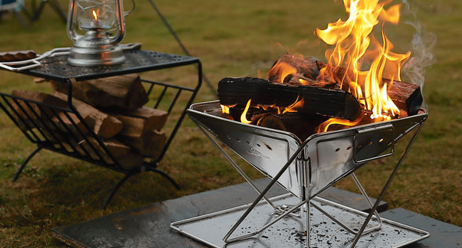 CAMPINGMOON 3-in-1 Portable Stainless Steel Wood Burning Grill and Fire Pit with Carrying Bag