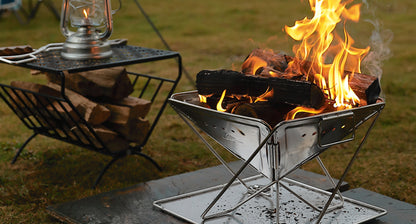 CAMPINGMOON 3-in-1 Portable Stainless Steel Wood Burning Grill and Fire Pit with Carrying Bag