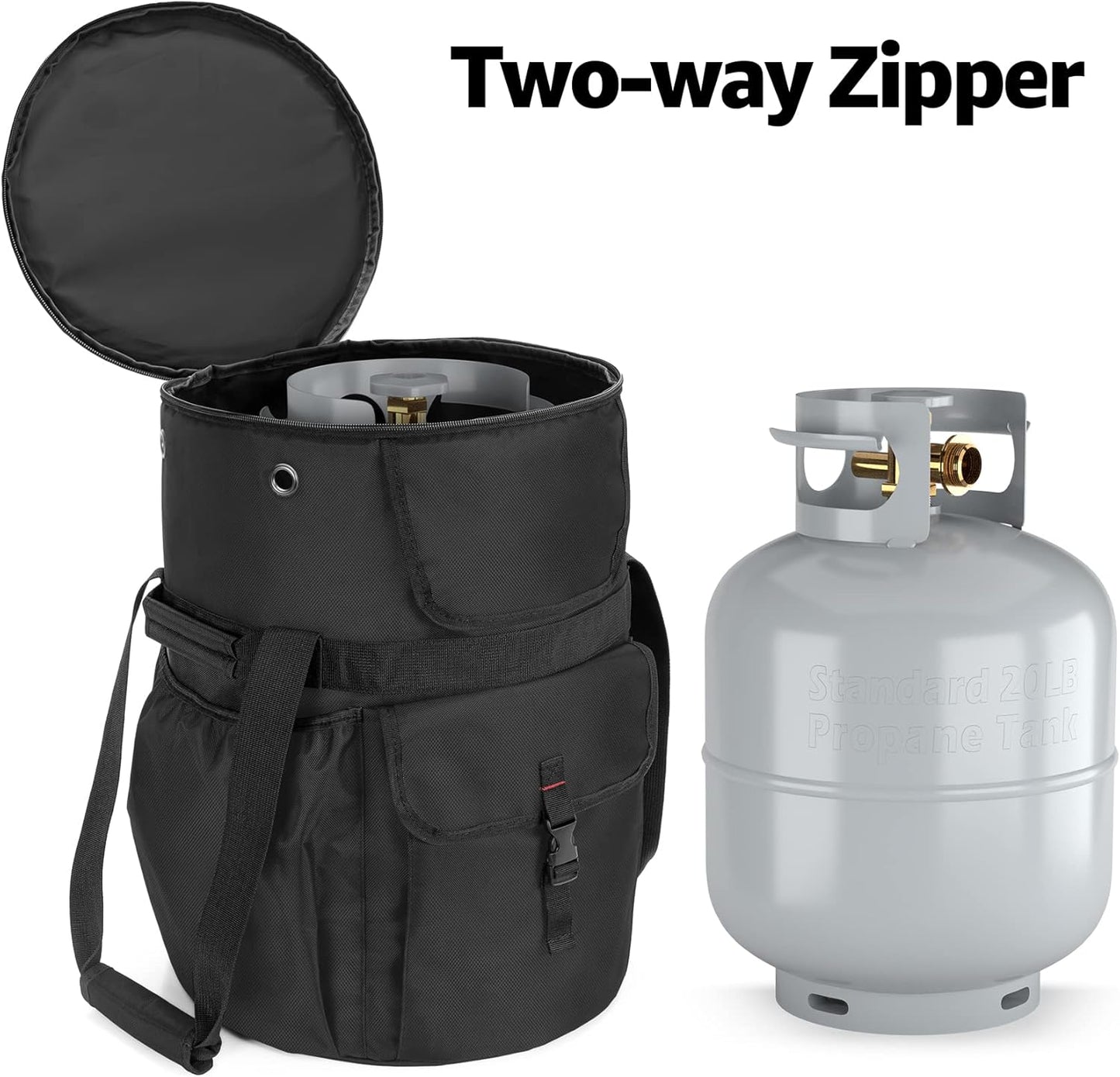 20 Lb Propane Tank Cover Bag With Carrying Handles, Pockets And Solid Cover