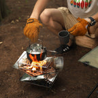 Outdoor BBQ flame-retardant gloves thickened cowhide cover wear-resistant camping protective cover