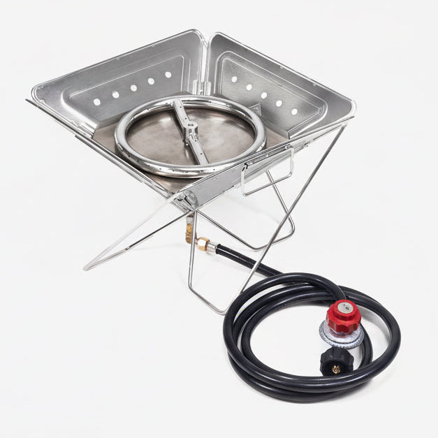 Zutto SP1 and Campingmoon MT-045 flat pack multi fuel fire pit wood or propane