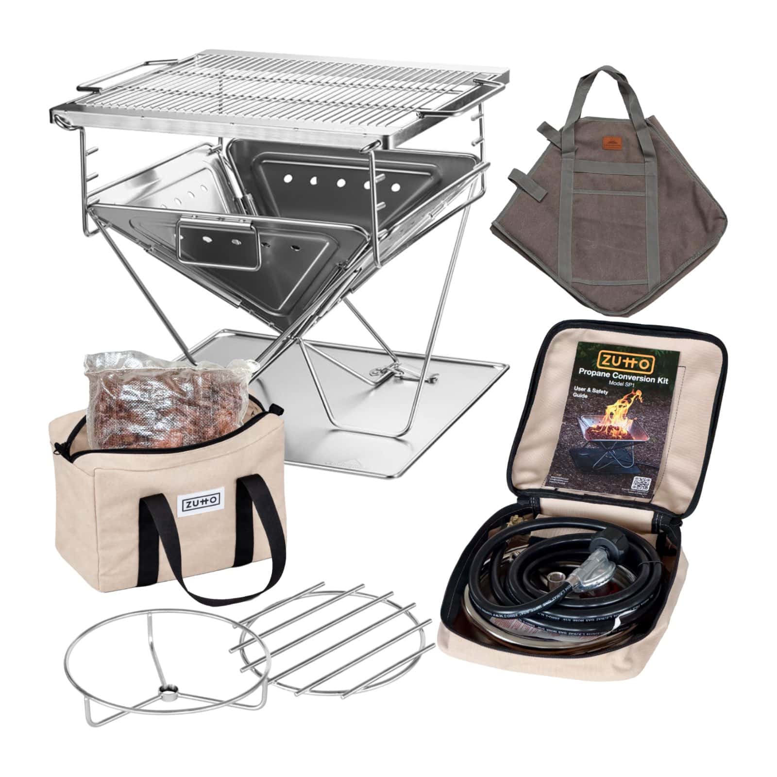Multi fuel fire pit combo Zutto SP1 and Campingmoon MT-045 fire pit (wood and propane)