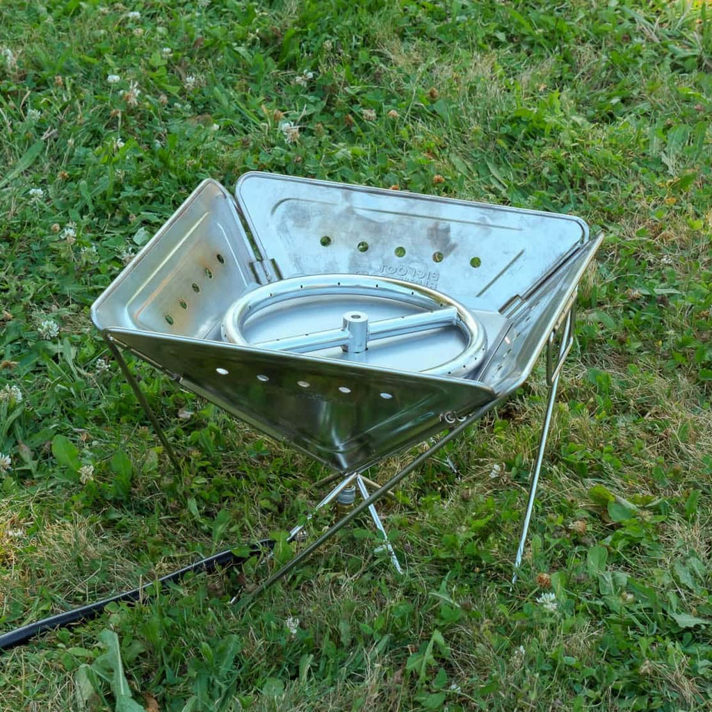 Zutto SP1 and Campingmoon MT-045 flat pack multi fuel fire pit wood or propane