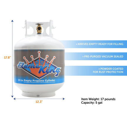 Flame King 20lb Propane Tank LP Cylinder with OPD
